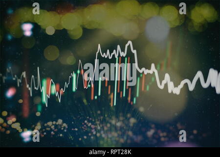 Diagramm mit Diagrammen an der Börse, für geschäftliche und finanzielle Konzepte und Berichte. Abstrakte blauen Hintergrund. Stockfoto