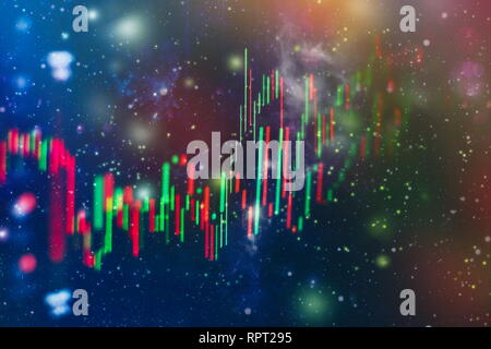 Diagramm mit Diagrammen an der Börse, für geschäftliche und finanzielle Konzepte und Berichte. Abstrakte blauen Hintergrund. Stockfoto