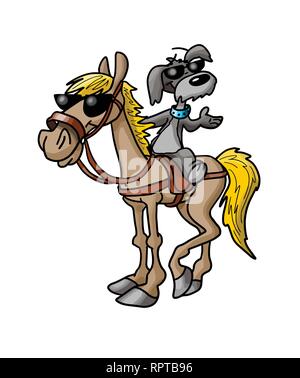 Freundschaft zwischen einem Cartoon Pferd und Hund Vector Illustration Stock Vektor