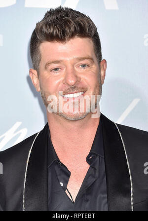 LOS ANGELES, Ca - 21. Februar: Robin Thicke kommt an der Hollywood für Wissenschaft Gala an Private Residenz am 21 Februar, 2019 in Los Angeles Califo Stockfoto