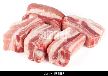 Stücke vom Schwein isoliert auf weißem Hintergrund Stockfoto