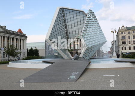 Wasserspiel am Plac Wolności in Posen Zentrum Stockfoto