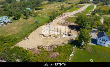 Grundlage für ein neues Haus in West Penobscot Penobscot, ME 04476 Stockfoto