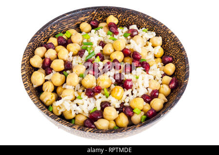 Vegetarisches Gericht mit Kichererbsen, Reis, Granatapfel. Studio Foto Stockfoto