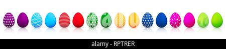 Bunte Ostereier auf weißem Hintergrund. Vector Illustration Stock Vektor