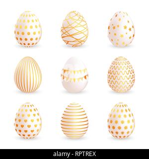 Einstellen der Ostereier isoliert auf weißem Hintergrund. Vector Illustration Stock Vektor