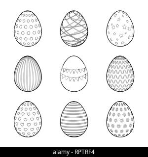 Ostereier für malbuch Seite eingestellt. Vector Illustration Stock Vektor