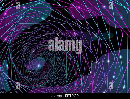 Abstrakte neon Form, futuristischen wellig Fractal-hintergrund. Vektor geometrische Abbildung Stock Vektor