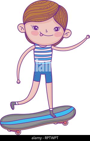 Cute little boy in Skateboard Charakter montiert Stock Vektor