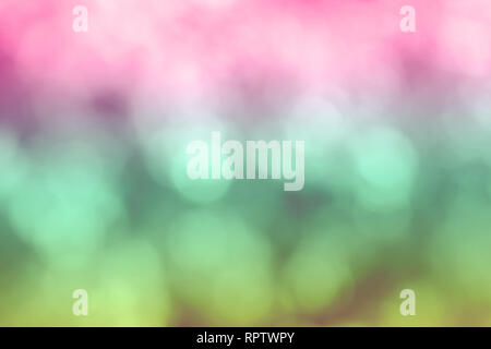 Abstrakte Foto, verschwommenes blau grün rosa Hintergrund mit schönen Bokeh Stockfoto