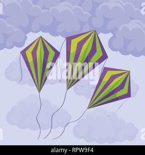 Drachen in den Himmel Vector Illustration design Fliegen Stock Vektor