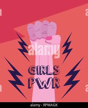 Erhobenen hand Freiheit Mädchen Power Vector Illustration Stock Vektor