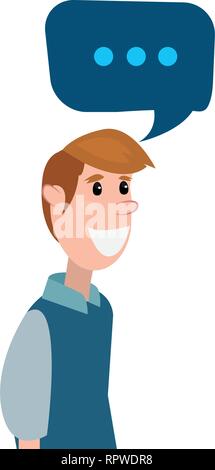 Mann portrait Sprechblase weißen Hintergrund Vector Illustration Stock Vektor