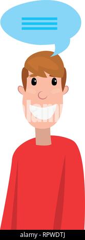 Mann portrait Sprechblase weißen Hintergrund Vector Illustration Stock Vektor