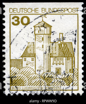 Briefmarke aus der Bundesrepublik Deutschland in den Festungen und Schlösser Serie 1990 ausgestellt Stockfoto
