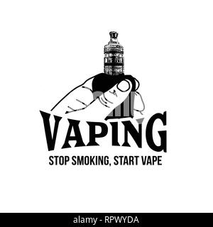 Vaping label oder Emblem auf weißem Hintergrund, Vector Illustration Stock Vektor