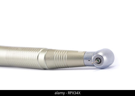 Dental turbine Tipp, Handstück auf weißem Hintergrund Stockfoto