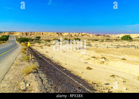 Landschaft von lissan Marl Felsen entlang der Arava Frieden Straße, im Süden Israels Stockfoto