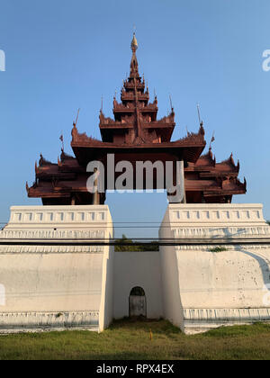 Bastion auf den Mauern um Mandalay, Palast, Mandalay, Myanmar Stockfoto