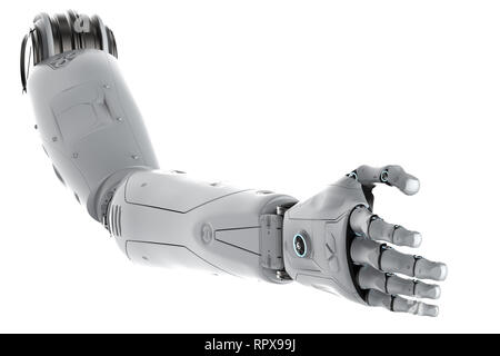 3D-Rendering robotic Hand isoliert auf weiss Stockfoto