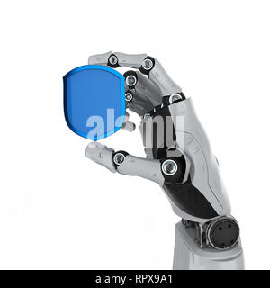 Cyber Security Konzept mit 3D-rendering Schutzplatte mit Roboter Stockfoto