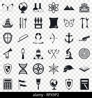 Wissenschaft Archäologie Icons Set, einfachen Stil Stock Vektor