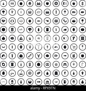 100 Einkaufen Symbole gesetzt, einfachen Stil Stock Vektor