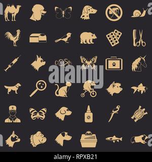 Tier Icons Set, einfachen Stil Stock Vektor