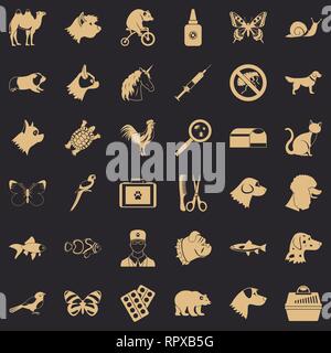 Tierarzt Icons Set, einfachen Stil Stock Vektor