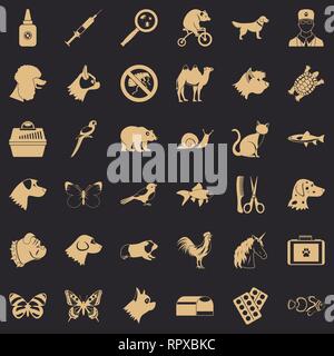 Hilfe für Tiere eingestellt Icons, einfachen Stil Stock Vektor