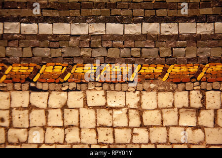 Mosaik Nahaufnahme Detail auf historischen Panel Stockfoto