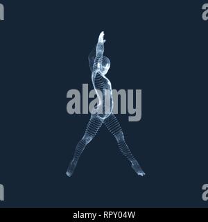 Gymnast. Man. 3D-Modell des menschlichen Körpers. Gymnastik Aktivitäten für Icon Health und Fitness Community. Vektorgrafiken aus Teilchen. Stock Vektor
