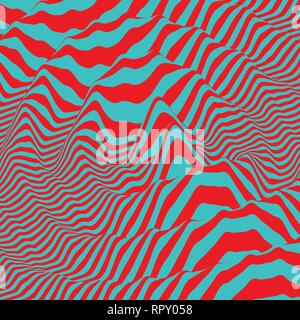Wellenform Hintergrund. Dynamische visuelle Wirkung. Oberfläche Verzerrung. Muster mit optischen Täuschung. Vektor gestreift Abbildung. Schallwellen. Stock Vektor