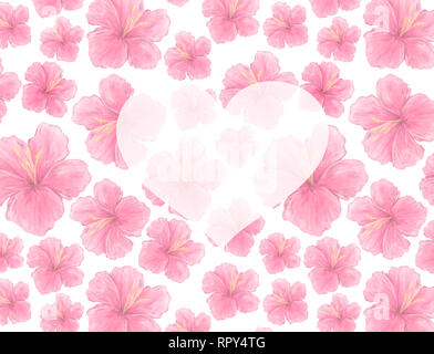Aquarell, rosa Blüten Blüten Hintergrund. Hochzeit, Feier, Card Design einladen. Stockfoto