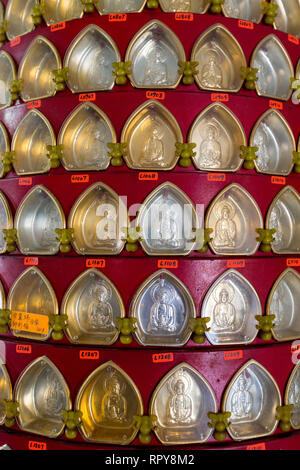 Buddha Nischen, buddhistische Tempel Siang Lin Siehe (Xiang Lin Si), Melaka, Malaysia. Stockfoto