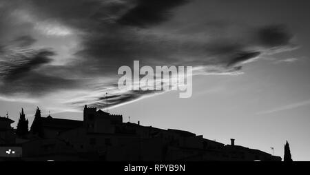 Comares in Schwarz und Weiß. Fine Art Landschaft Bilder der Axarquia Region Andalusien, Malaga, Spanien Stockfoto