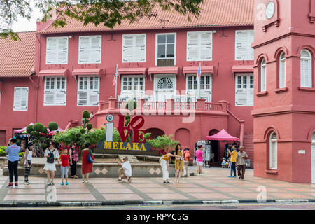 Stadthuys, ehemaligen niederländischen Governor's Residence und Rathaus, erbaut 1650. Melaka, Malaysia. Stockfoto