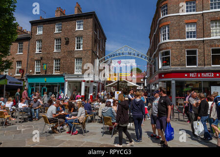 Eintritt in den Markt in der Stadt York, UK. Stockfoto