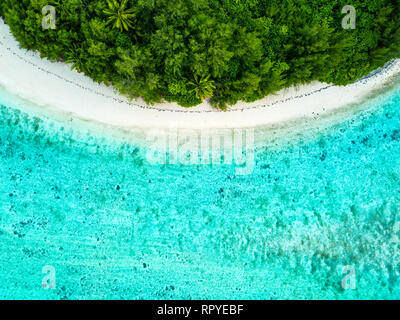 Ein Luftbild von Muri Lagune auf Rarotonga auf den Cook-inseln Stockfoto