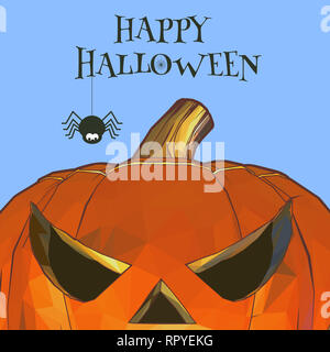 Jack O Lantern auf Blue Space Hintergrund für Halloween Gruß Stockfoto