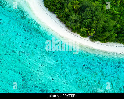 Ein Luftbild von Muri Lagune auf Rarotonga auf den Cook-inseln Stockfoto