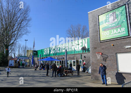 DEN HAAG, 23-02-2019, Fußball, Sportpark Houtrust, Saison 2018 / 2019, Niederländische Tweede Divisie. Sport park Houtrust vor dem Spiel Scheveningen vs VVSB Stockfoto