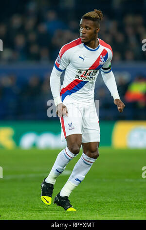 Leicester, Leicestershire, UK. 23 Feb, 2019 Wilfried Zaha von Crystal Palace während der Premier League Match zwischen Leicester City und Crystal Palace für die King Power Stadion, Leicester am Samstag, 23. Februar 2019. (Credit: Alan Hayward | MI Nachrichten) Credit: MI Nachrichten & Sport/Alamy leben Nachrichten Stockfoto