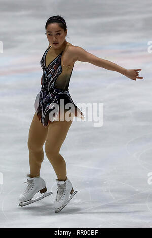 DEN HAAG, 23-02-2019, IJshal De Uithof, Challenge Cup, Eiskunstlauf, älteren Damen, älteren Damen Kurzprogramm, Japanische skater Wakaba Higuchi Stockfoto