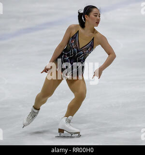 DEN HAAG, 23-02-2019, IJshal De Uithof, Challenge Cup, Eiskunstlauf, älteren Damen, älteren Damen Kurzprogramm, Japanische skater Wakaba Higuchi Stockfoto