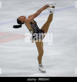 DEN HAAG, 23-02-2019, IJshal De Uithof, Challenge Cup, Eiskunstlauf, älteren Damen, älteren Damen Kurzprogramm, Japanische skater Wakaba Higuchi Stockfoto