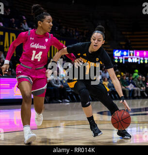 Berkeley, CA USA 22 Feb, 2019. A. in der Arizona State Sun Devils guard Lachina Richardson (1) treibt zum Korb beim Basketballspiel der NCAA Frauen zwischen Arizona State Sun Devils und die California Golden Bears 60-69 an Hass Pavillon Berkeley Calif Thurman James/CSM/Alamy Leben Nachrichten verloren Stockfoto