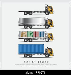 Lkw Transport mit Behälter isoliert Vector Illustration Stock Vektor