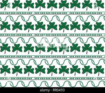 Vector Illustration eines St. Patrick's Day Hintergrund. Nahtlose Muster mit Klee Blätter und Linien Stock Vektor