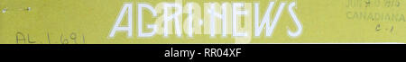 . Agri-news. Die Landwirtschaft. 26. Mai 1975 ZUR SOFORTIGEN VERÖFFENTLICHUNG DIESER WOCHE Follow-up in "Twinning" Zeremonie in Korea 1 Alberta Getreide und Ölsaaten Aussichten 3 Alberta Beef Stier Testprogramm Ergebnisse 6 Einbeziehung Körper Hepatitis bei Masthähnchen und -hühnern, 8 Drei Raps Sorten gesunken 11 hoch fliegenden Bienen 12 Landwirtschaft Woche 1975 15 Schöne Aussichten für Alberta Alberta Schweinefleisch Schweinefleisch Kongress 17 Seminar Proceedings veröffentlicht 18 Farm Management Niederlassung Termine 19 Drei Viertel Landwirt Termine 22????? Telefon (403) 427-2127/dlberra LANDWIRTSCHAFT KOMMUNIKATION. Bitte beachten Sie, dass diese Bilder sind Stockfoto